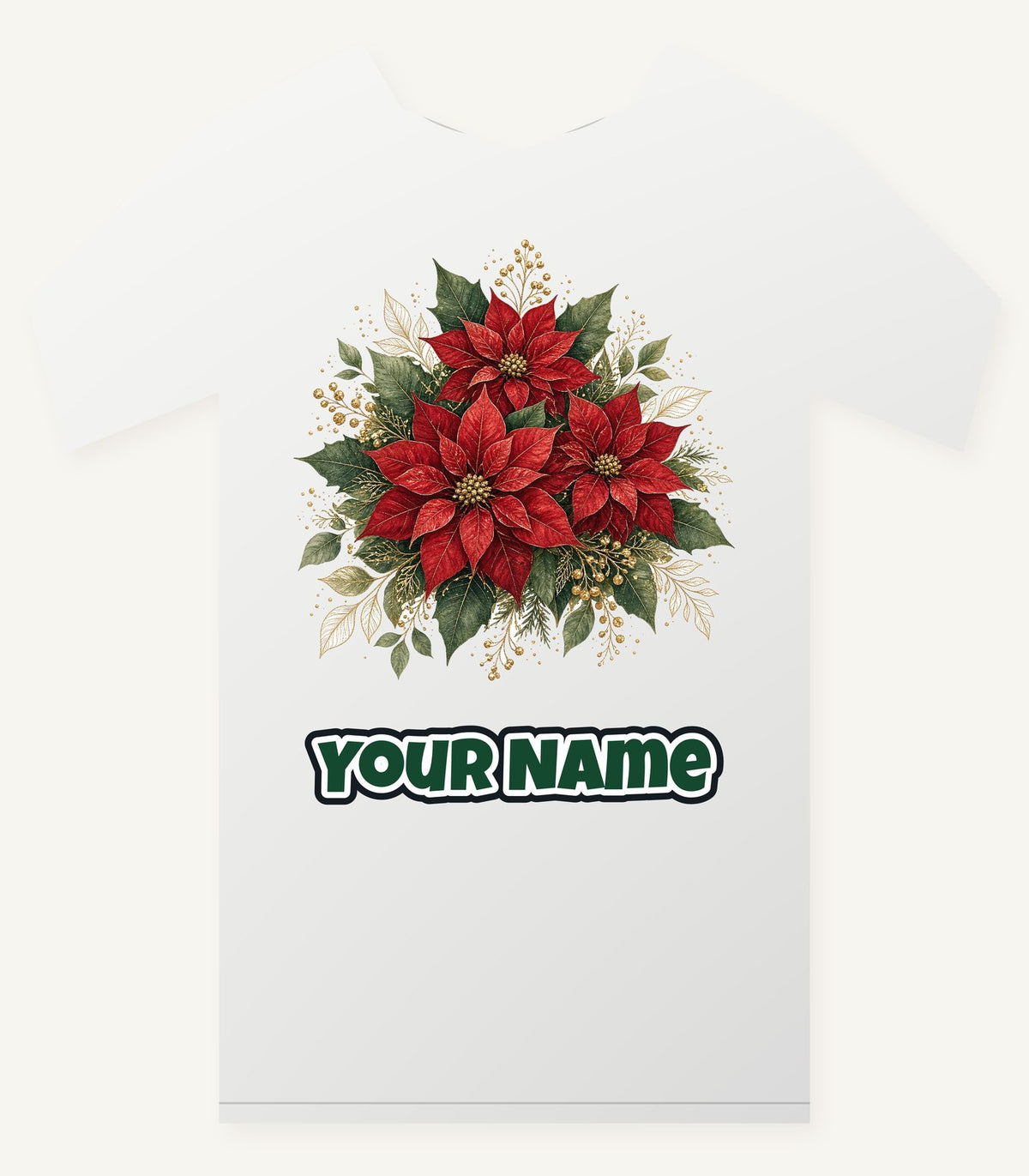 Red Poinsettia Bouquet Personalised Christmas T-Shirt and Hoodie