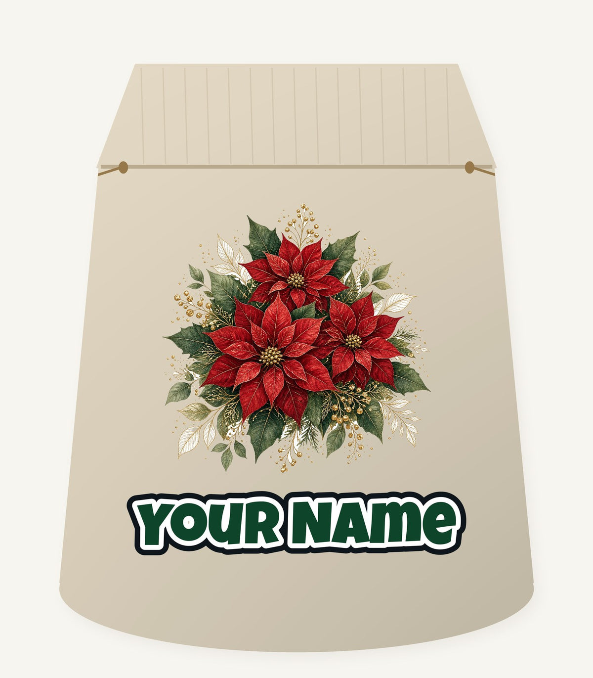 Red Poinsettia Bouquet Personalised Santa Sack