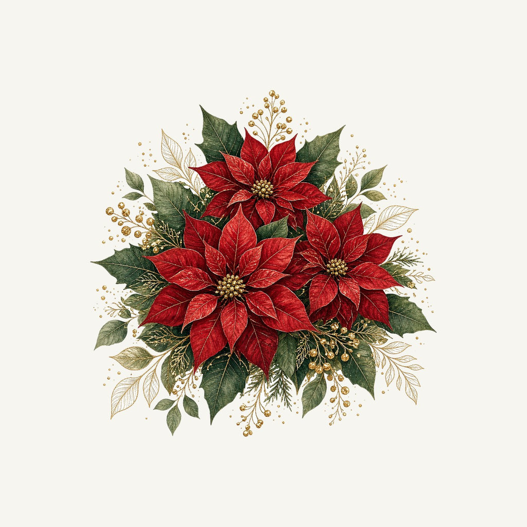 Red Poinsettia Bouquet Personalised Santa Sack