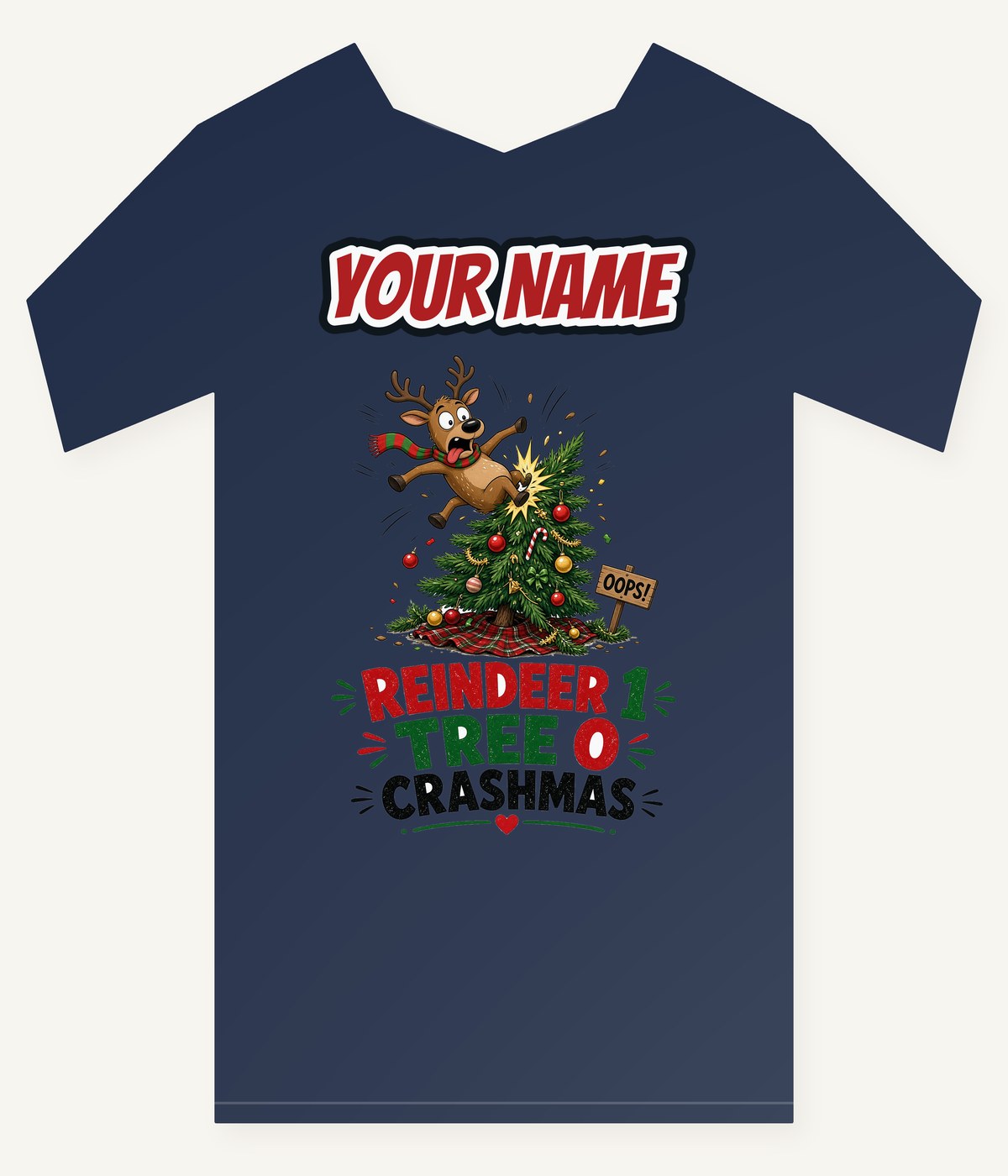 Reindeer 1, Tree 0 Personalised Kids and Baby Christmas Tee