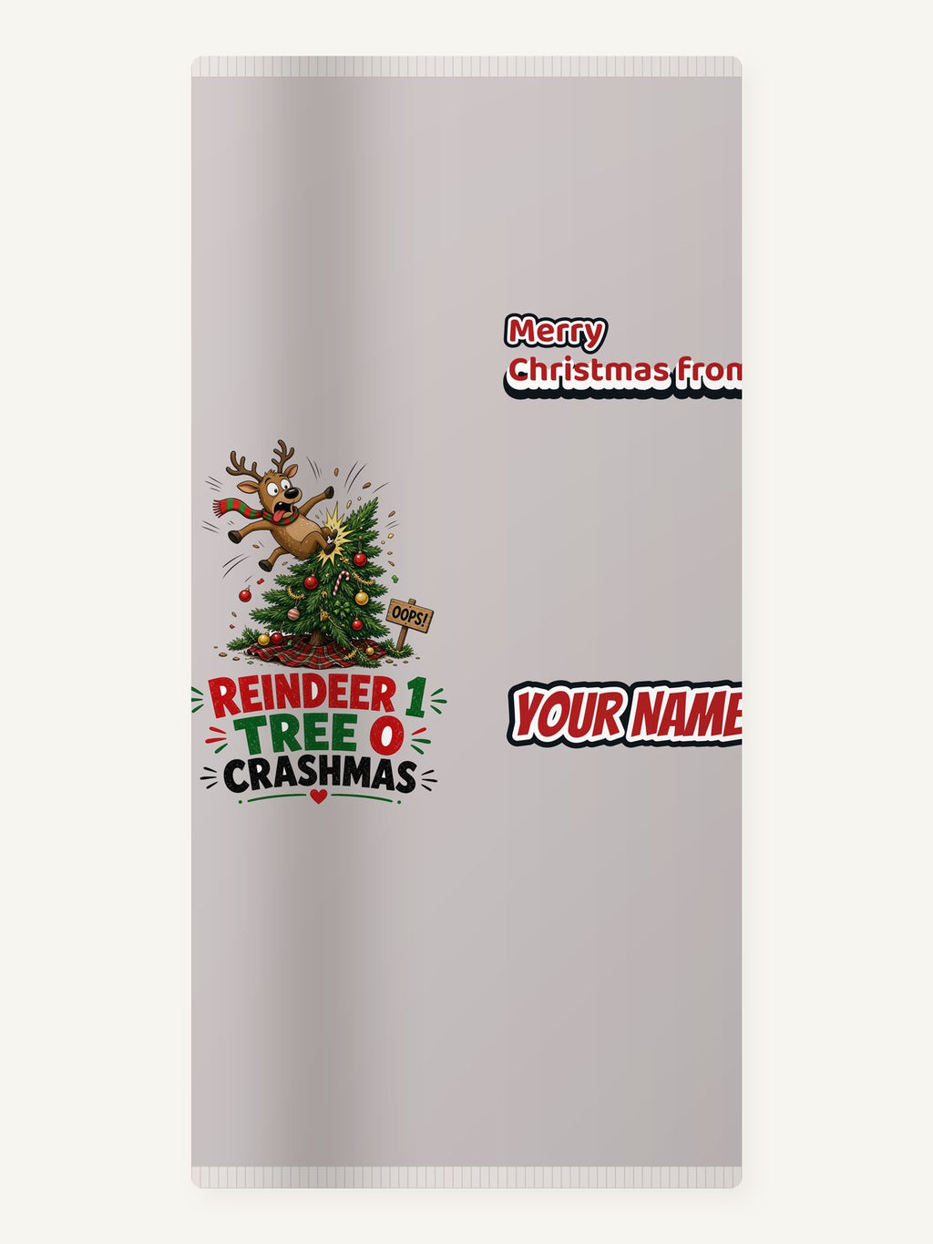 Reindeer 1, Tree 0 Personalised Beach Towel