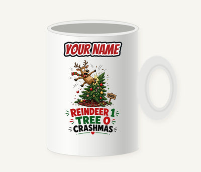 Reindeer 1, Tree 0 Personalised Christmas Mug