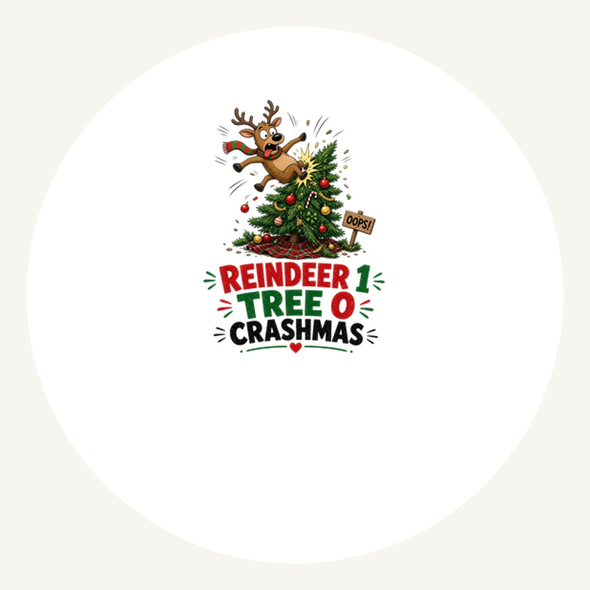 Reindeer 1, Tree 0 Personalised Pewter Christmas Ornament