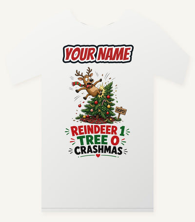Reindeer 1, Tree 0 Personalised Christmas T-Shirt and Hoodie