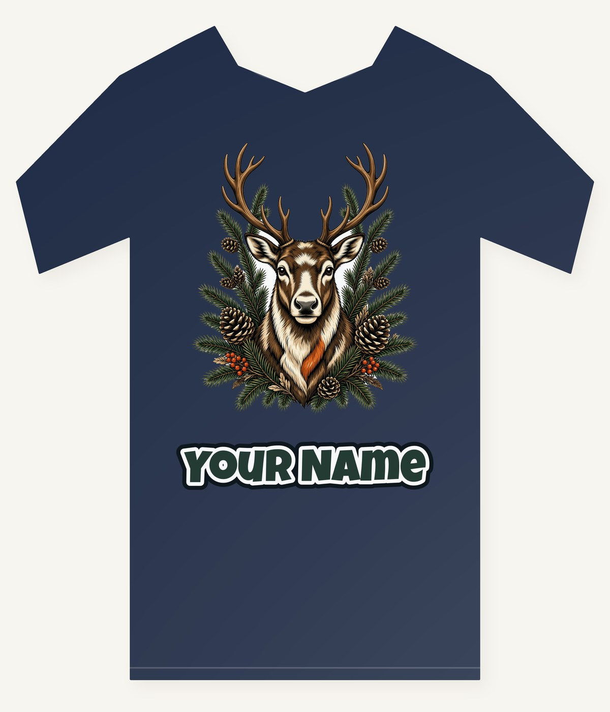 Reindeer Among Pine Branches Personalised Kids Tee and Baby Bodysuit