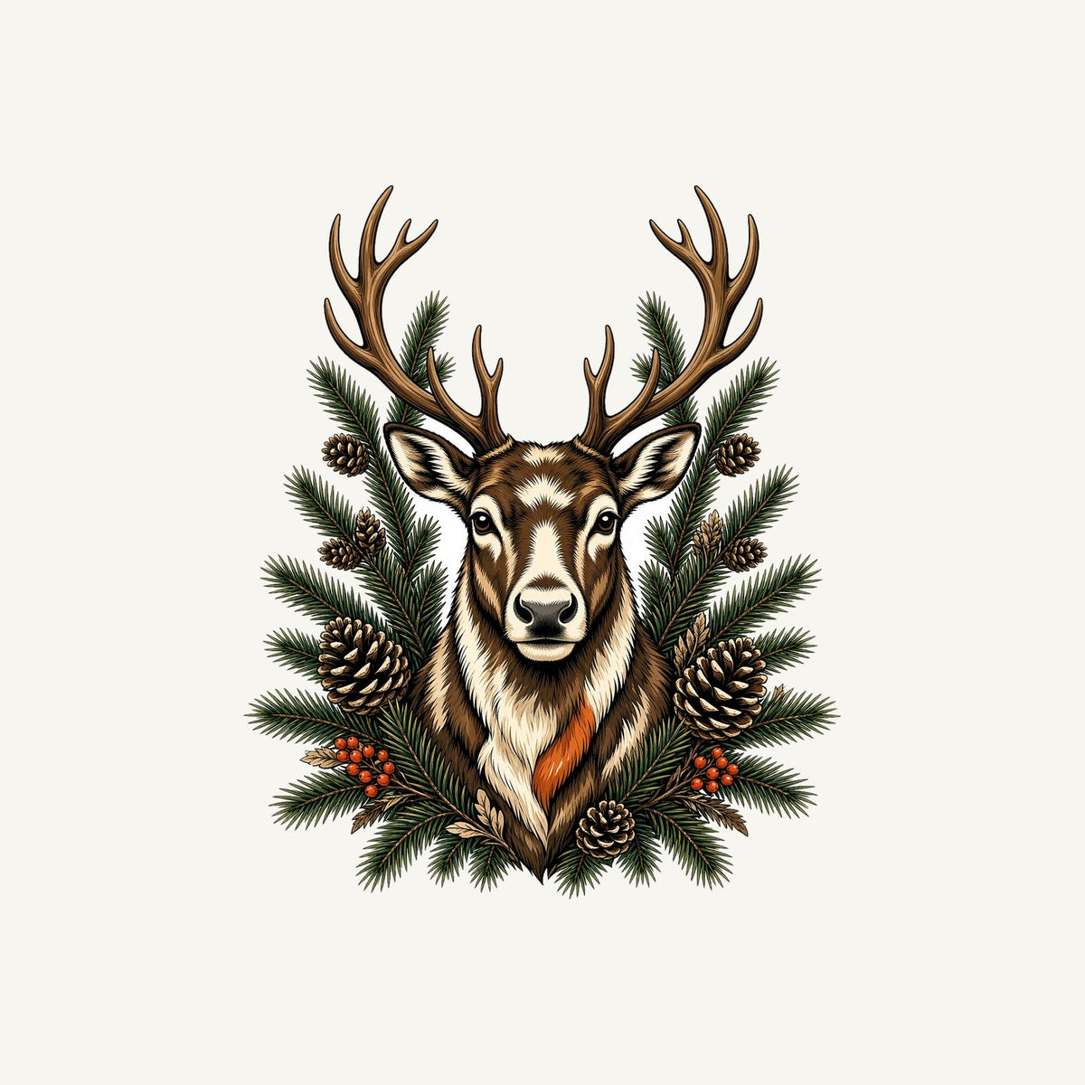 Reindeer Among Pine Branches Personalised Kids Tee and Baby Bodysuit