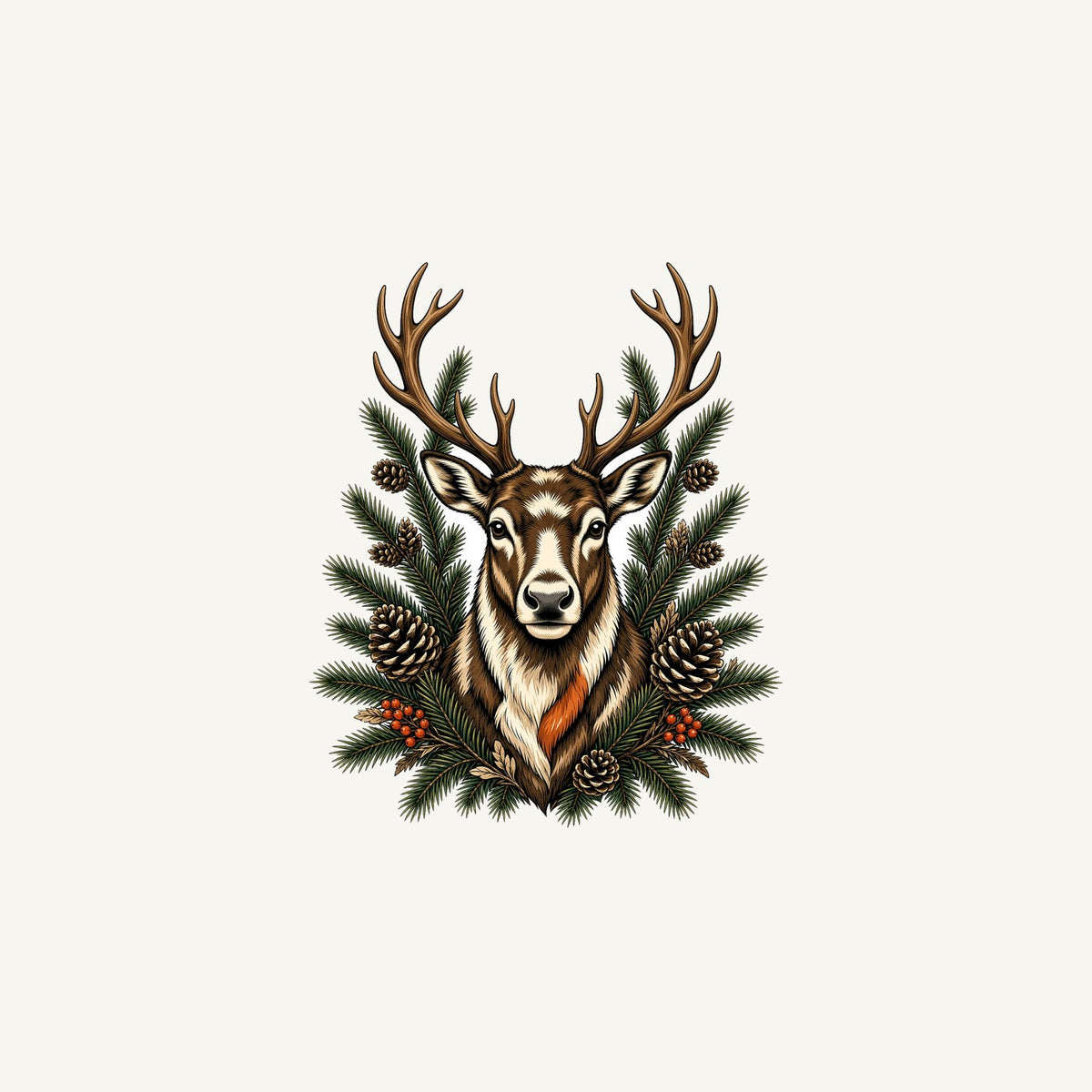 Reindeer Among Pine Branches Personalised Christmas Mug