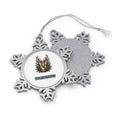 Reindeer Among Pine Branches Personalised Pewter Christmas Ornament