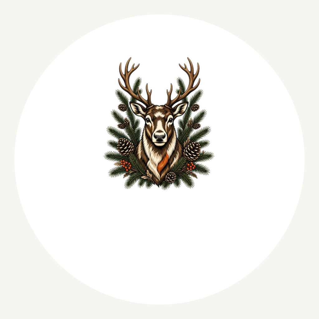 Reindeer Among Pine Branches Personalised Pewter Christmas Ornament