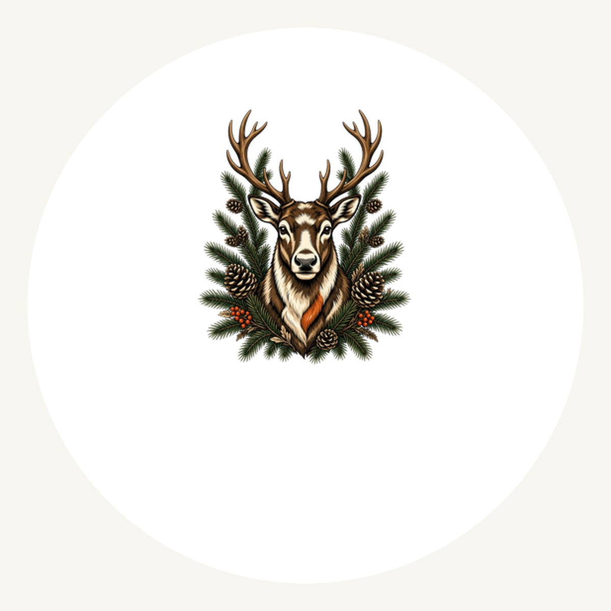 Reindeer Among Pine Branches Personalised Pewter Christmas Ornament