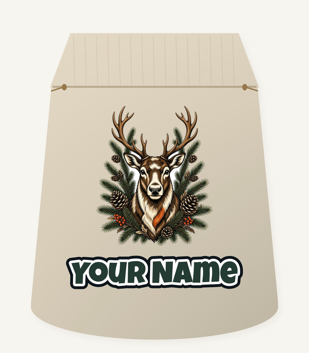Reindeer Among Pine Branches Personalised Santa Sack