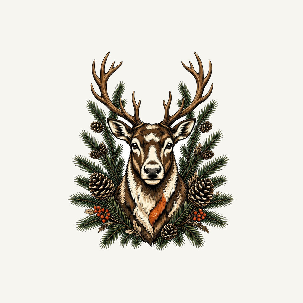 Reindeer Among Pine Branches Personalised Santa Sack