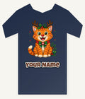 Reindeer Antler Cat Personalised Kids and Baby Christmas Tee