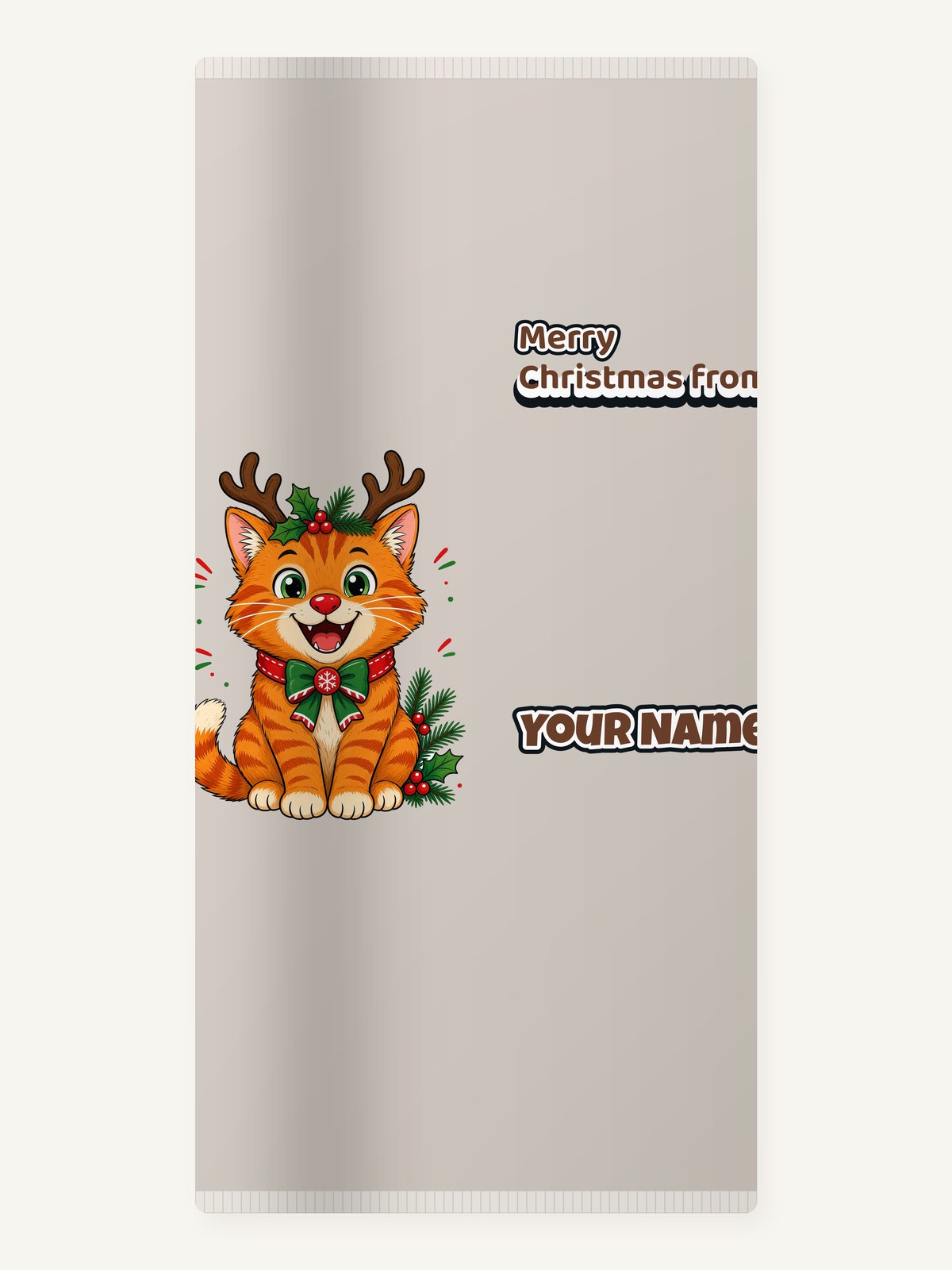 Reindeer Antler Cat Personalised Beach Towel