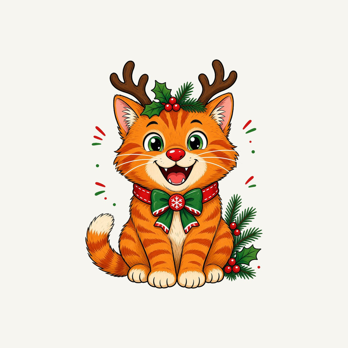 Reindeer Antler Cat Personalised Christmas T-Shirt and Hoodie
