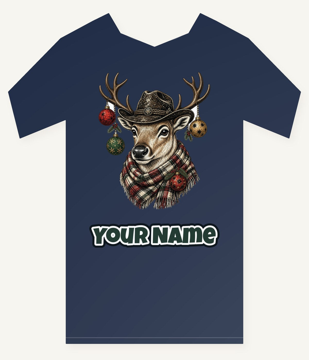 Reindeer in a Bush Hat Personalised Kids Tee and Baby Bodysuit