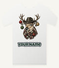 Reindeer in a Bush Hat Personalised Christmas T-Shirt and Hoodie
