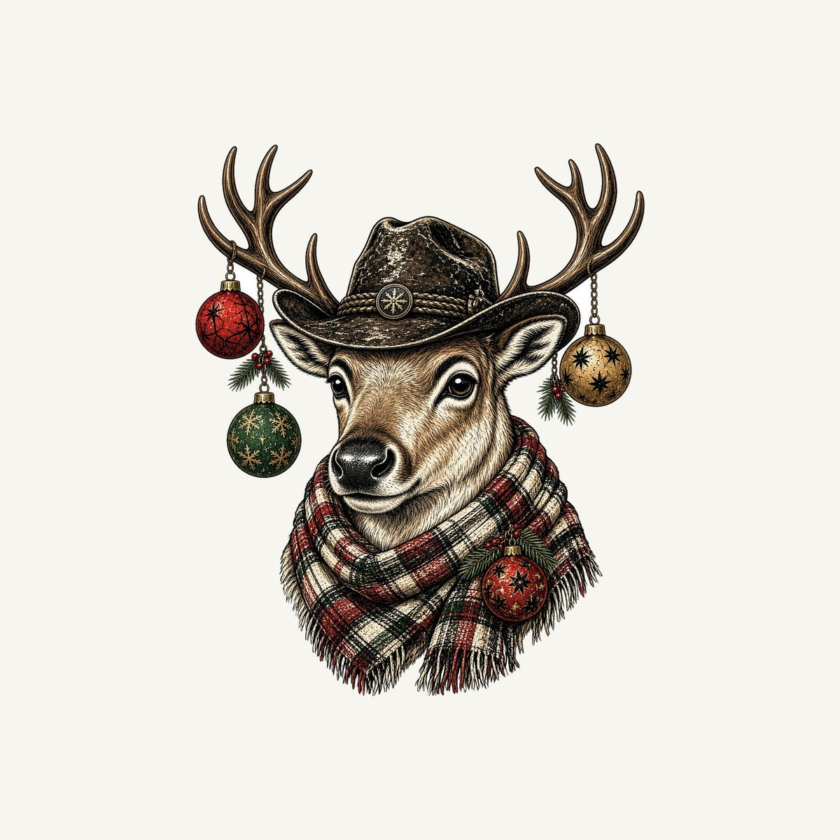 Reindeer in a Bush Hat Personalised Christmas T-Shirt and Hoodie
