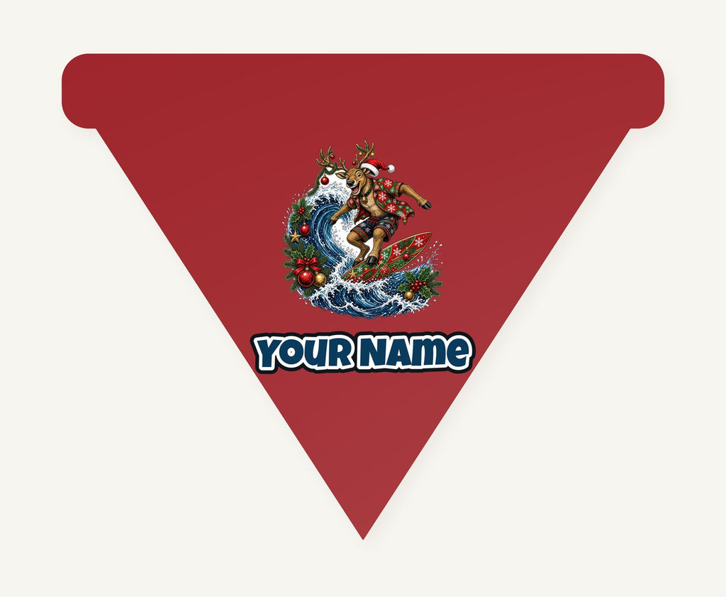 Reindeer on a Longboard Personalised Christmas Dog Bandana