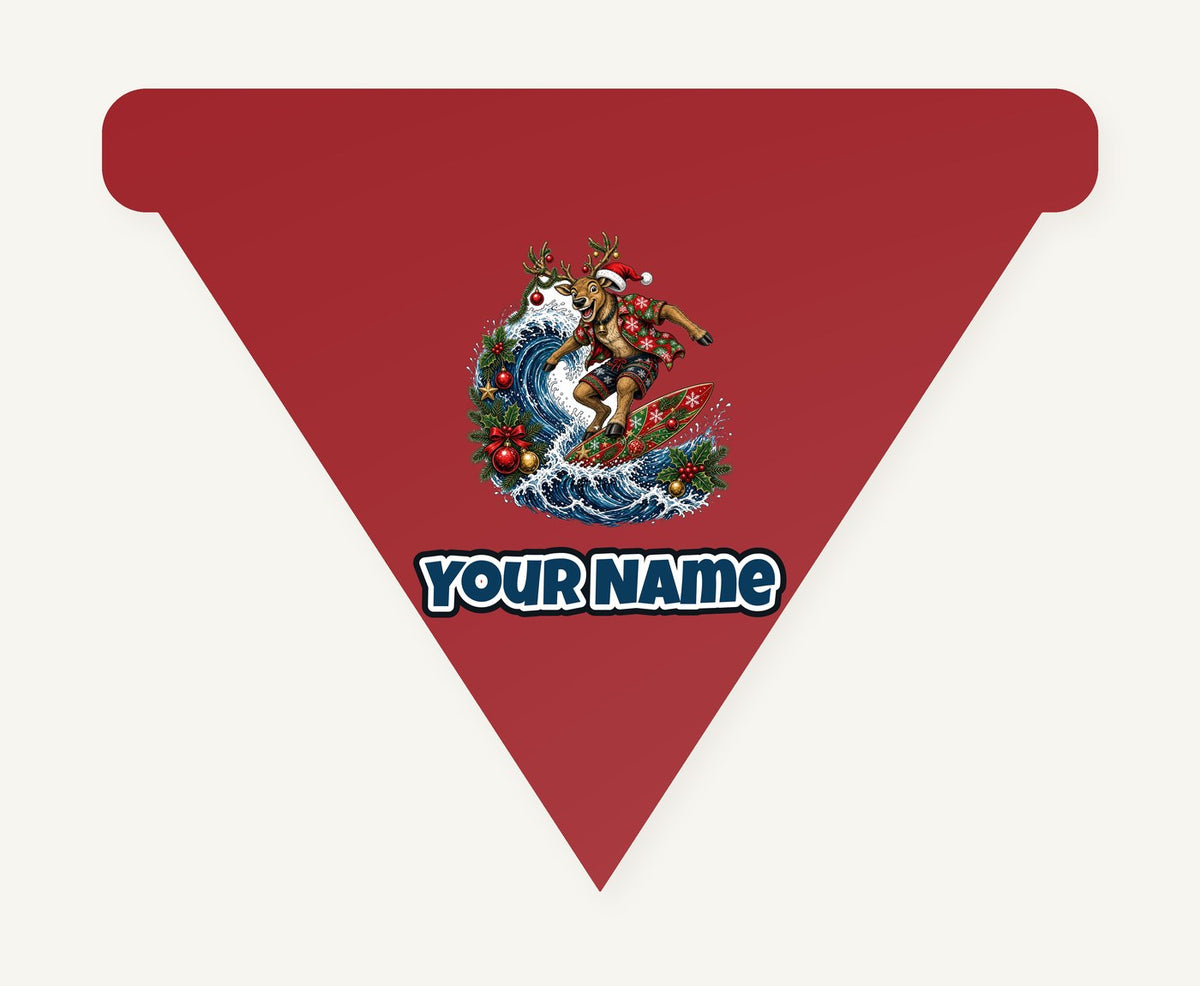 Reindeer on a Longboard Personalised Christmas Dog Bandana
