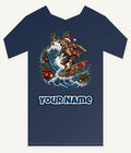 Reindeer on a Longboard Personalised Kids and Baby Christmas Tee