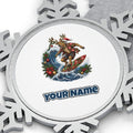 Reindeer on a Longboard Personalised Pewter Christmas Ornament
