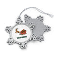 Reindeer Pulling Gift Sleigh Personalised Pewter Christmas Ornament