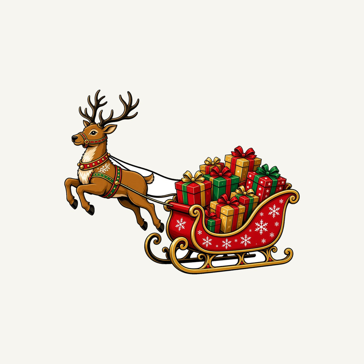 Reindeer Pulling Gift Sleigh Personalised Christmas T-Shirt and Hoodie