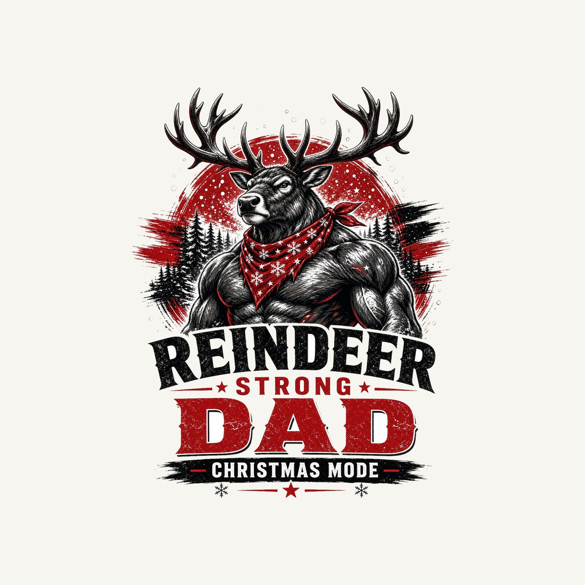 Reindeer Strong Dad Personalised Kids and Baby Christmas Tee