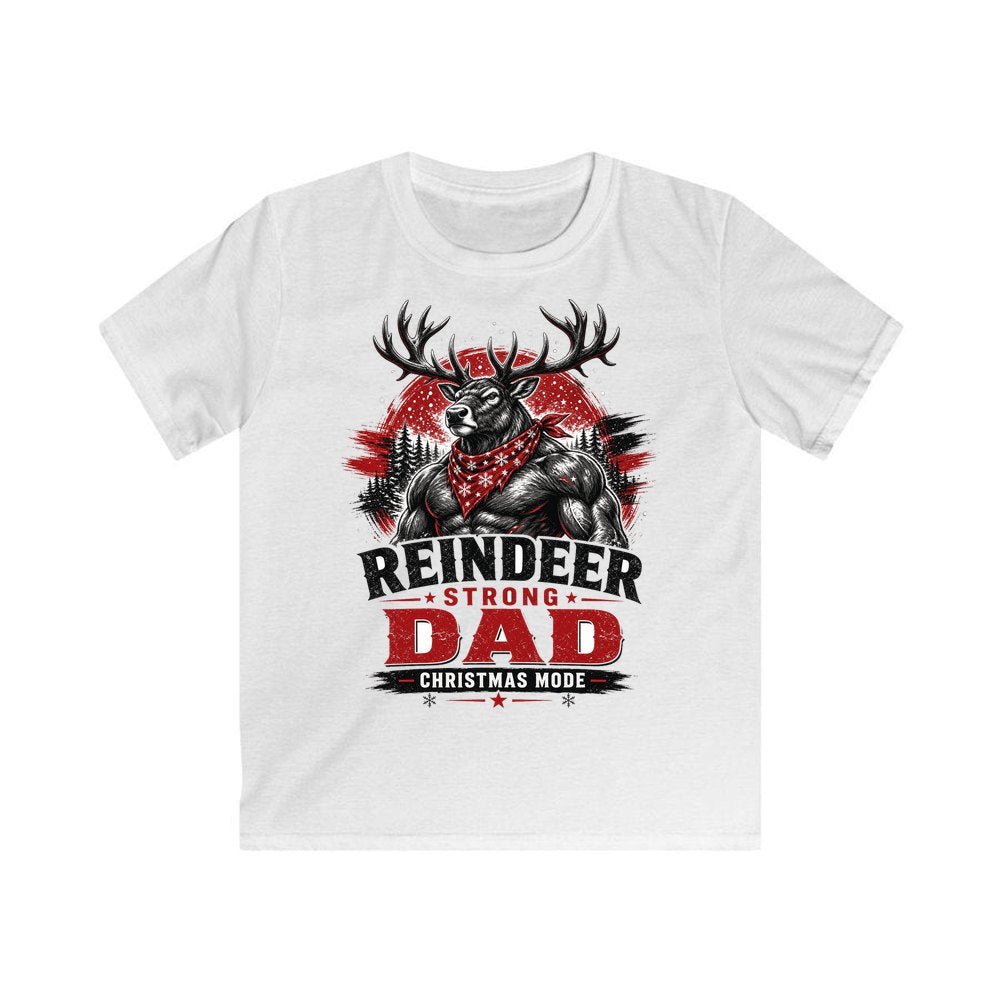 Reindeer Strong Dad personalised kids Christmas tee in white