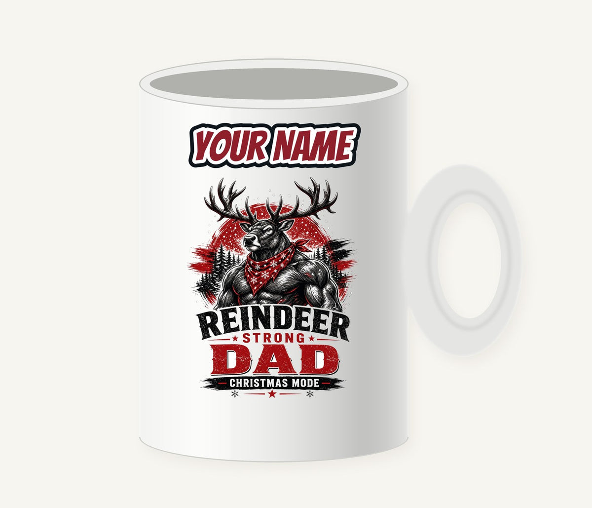 Reindeer Strong Dad Personalised Christmas Mug
