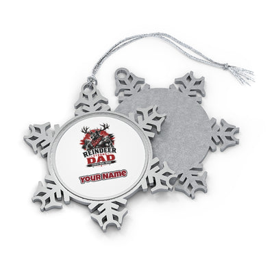 Reindeer Strong Dad Personalised Pewter Christmas Ornament