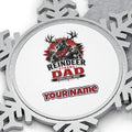 Reindeer Strong Dad Personalised Pewter Christmas Ornament