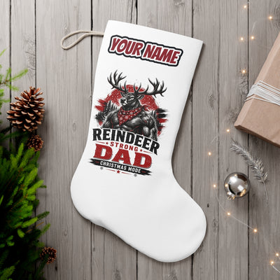 Reindeer Strong Dad Personalised Christmas Stocking