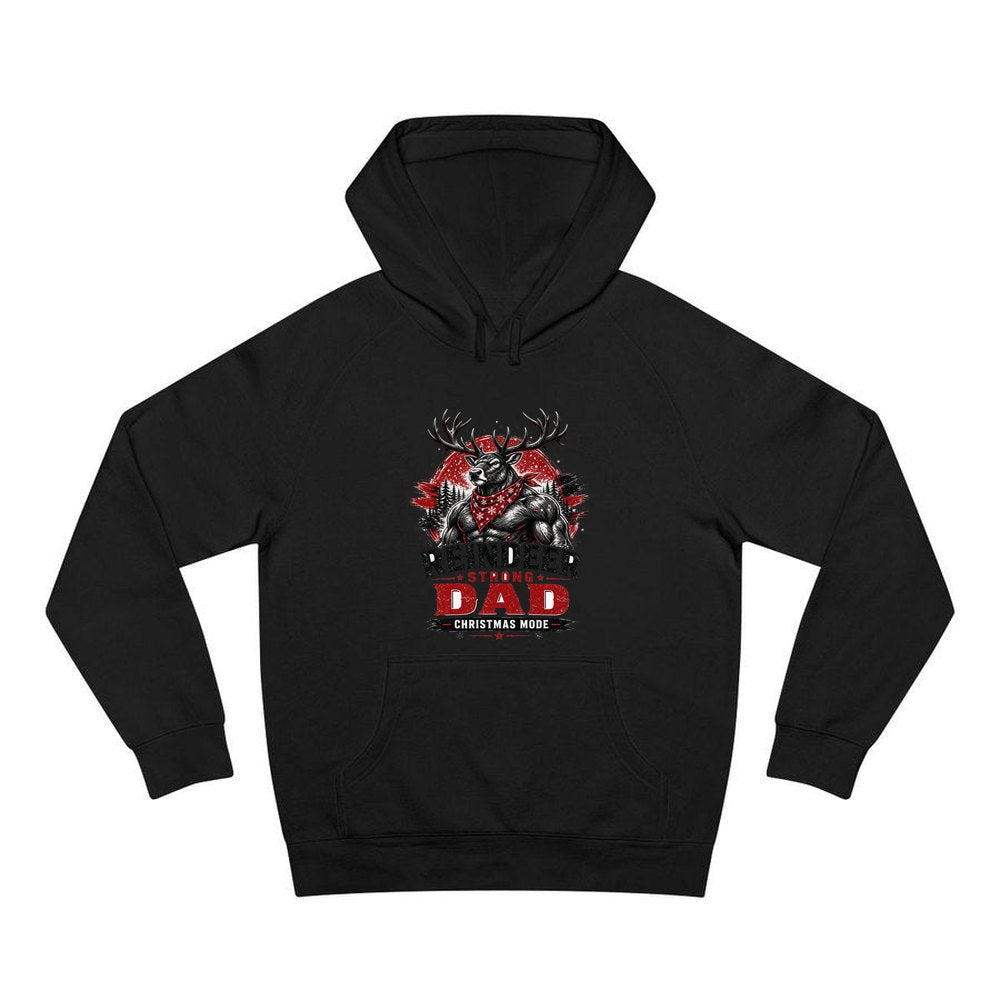Reindeer Strong Dad personalised Christmas hoodie in black