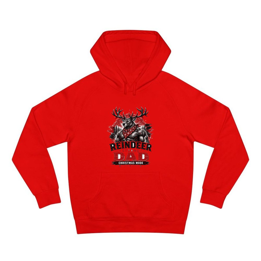 Reindeer Strong Dad personalised Christmas hoodie in red