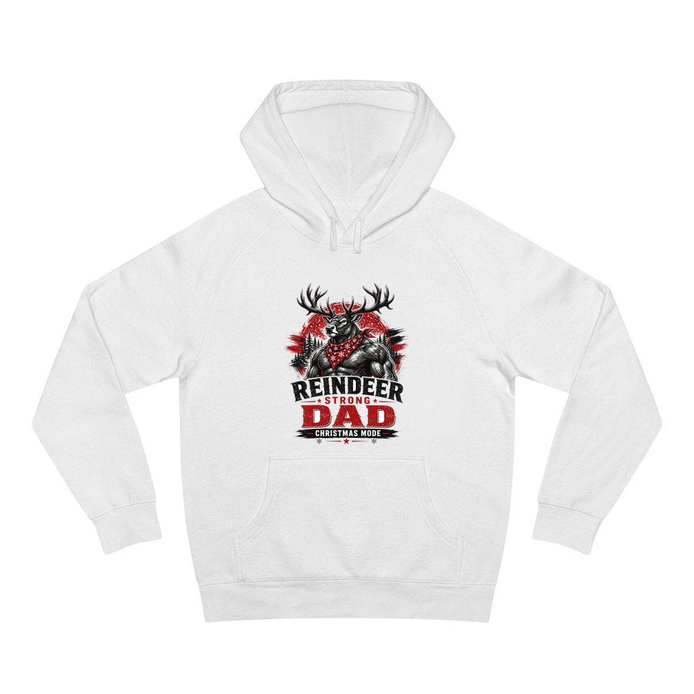 Reindeer Strong Dad personalised Christmas hoodie in white