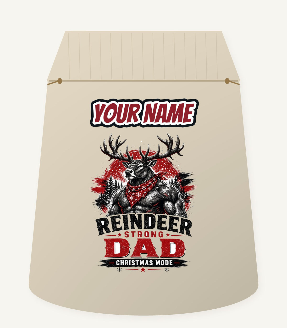 Reindeer Strong Dad Personalised Santa Sack