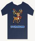 Reindeer With Bauble Antlers Personalised Kids and Baby Christmas Tee