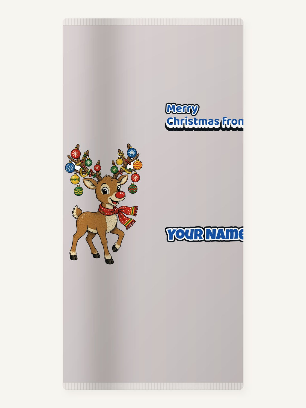 Reindeer With Bauble Antlers Personalised Beach Towel