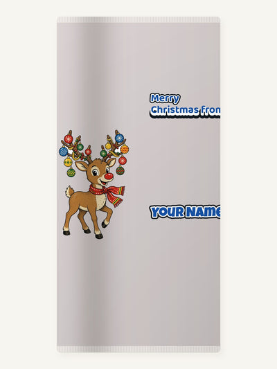 Reindeer With Bauble Antlers Personalised Beach Towel