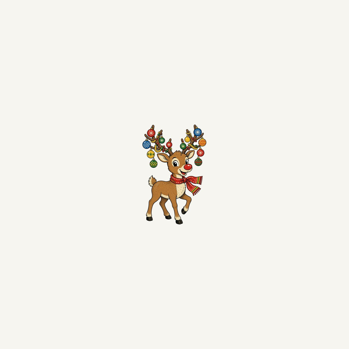 Reindeer With Bauble Antlers Personalised Beach Towel