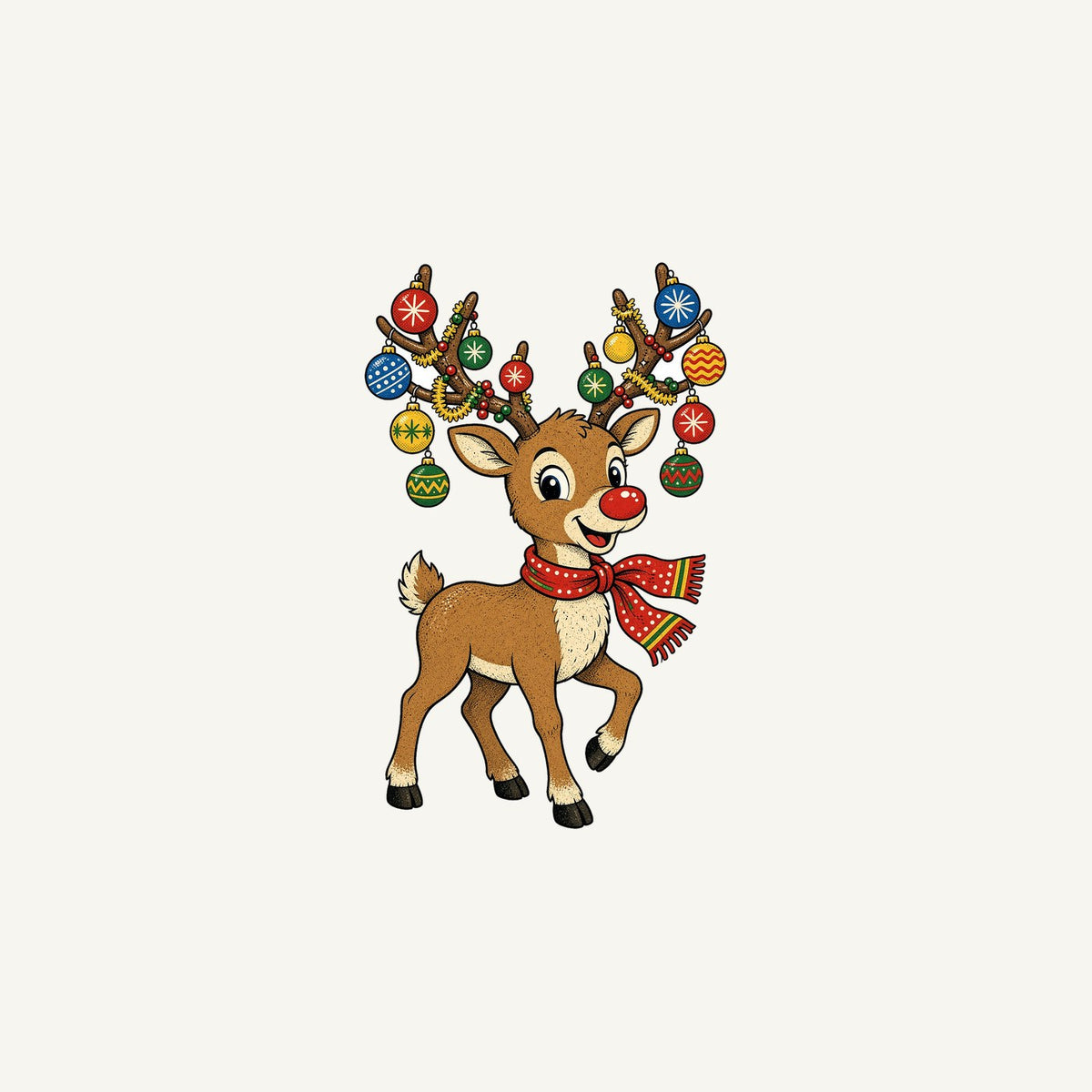 Reindeer With Bauble Antlers Personalised Christmas Mug