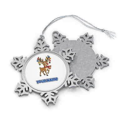 Reindeer With Bauble Antlers Personalised Pewter Christmas Ornament