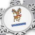 Reindeer With Bauble Antlers Personalised Pewter Christmas Ornament