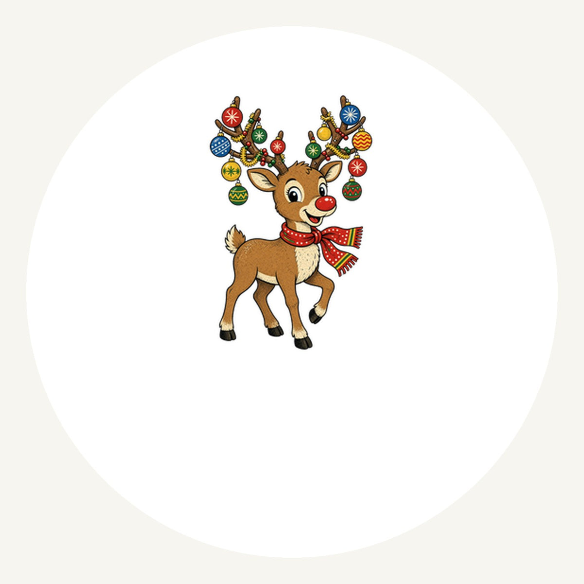 Reindeer With Bauble Antlers Personalised Pewter Christmas Ornament