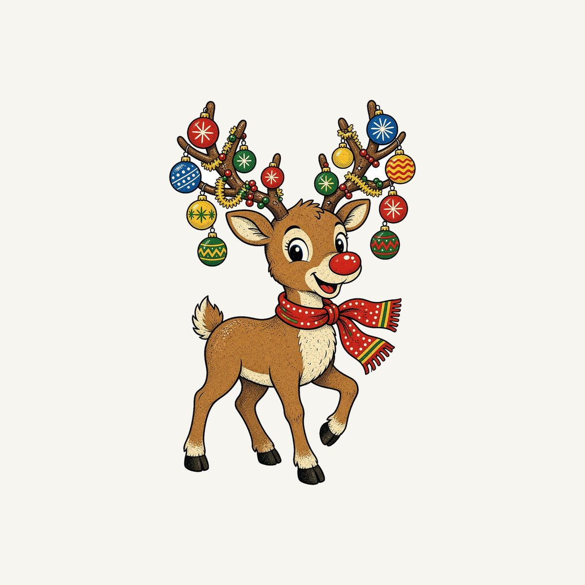 Reindeer With Bauble Antlers Personalised Santa Sack