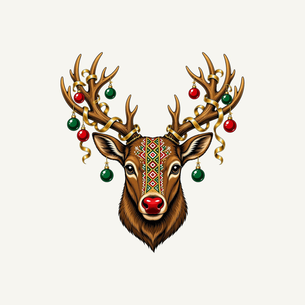 Reindeer with Decorated Antlers Personalised Kids Tee and Baby Bodysuit