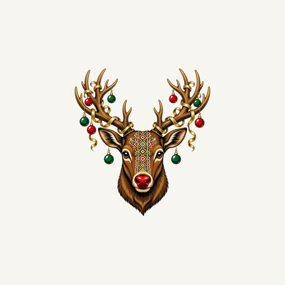 Reindeer with Decorated Antlers Personalised Christmas Mug