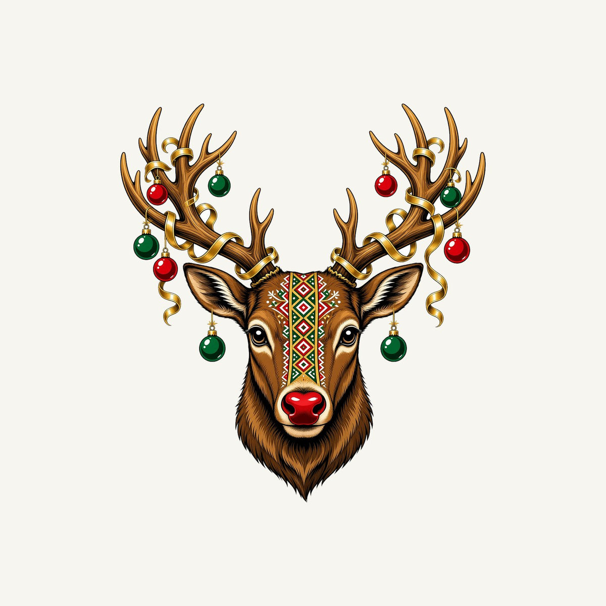 Reindeer with Decorated Antlers Personalised Christmas T-Shirt and Hoodie